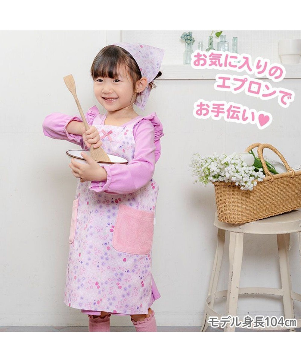 Mother garden マザーガーデン バッククロスエプロン 三角巾付き 100～120cm 《小花いちご柄》 