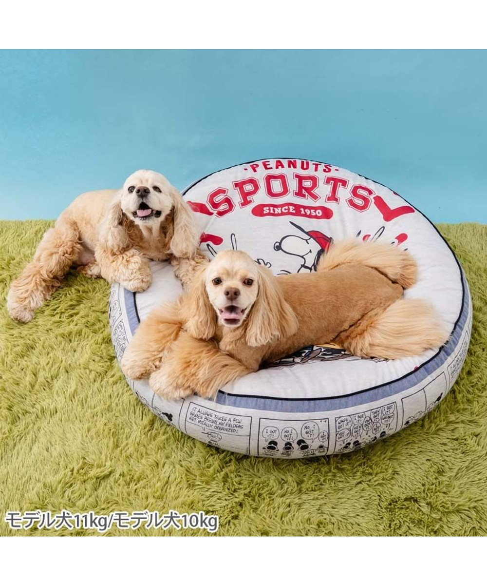 PET PARADISE 【10月上旬お届け】スヌーピー丸型クッション 《野球柄》 　Ｌ 