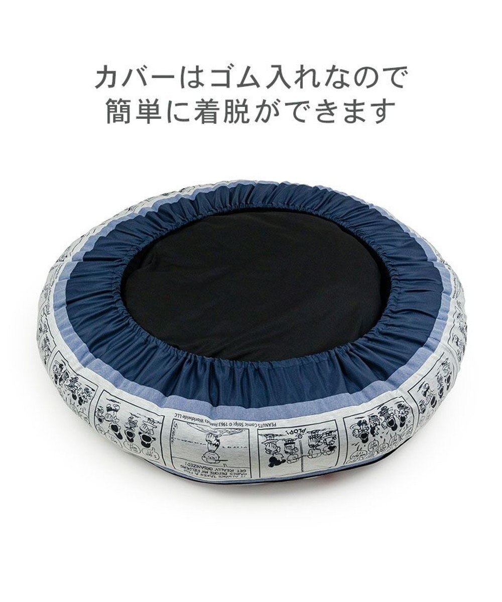 PET PARADISE 【10月上旬お届け】スヌーピー丸型クッション 《野球柄》 　Ｌ 