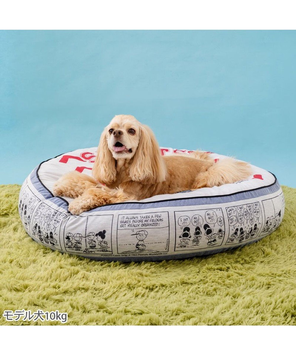 PET PARADISE 【10月上旬お届け】スヌーピー丸型クッション 《野球柄》 　Ｌ 