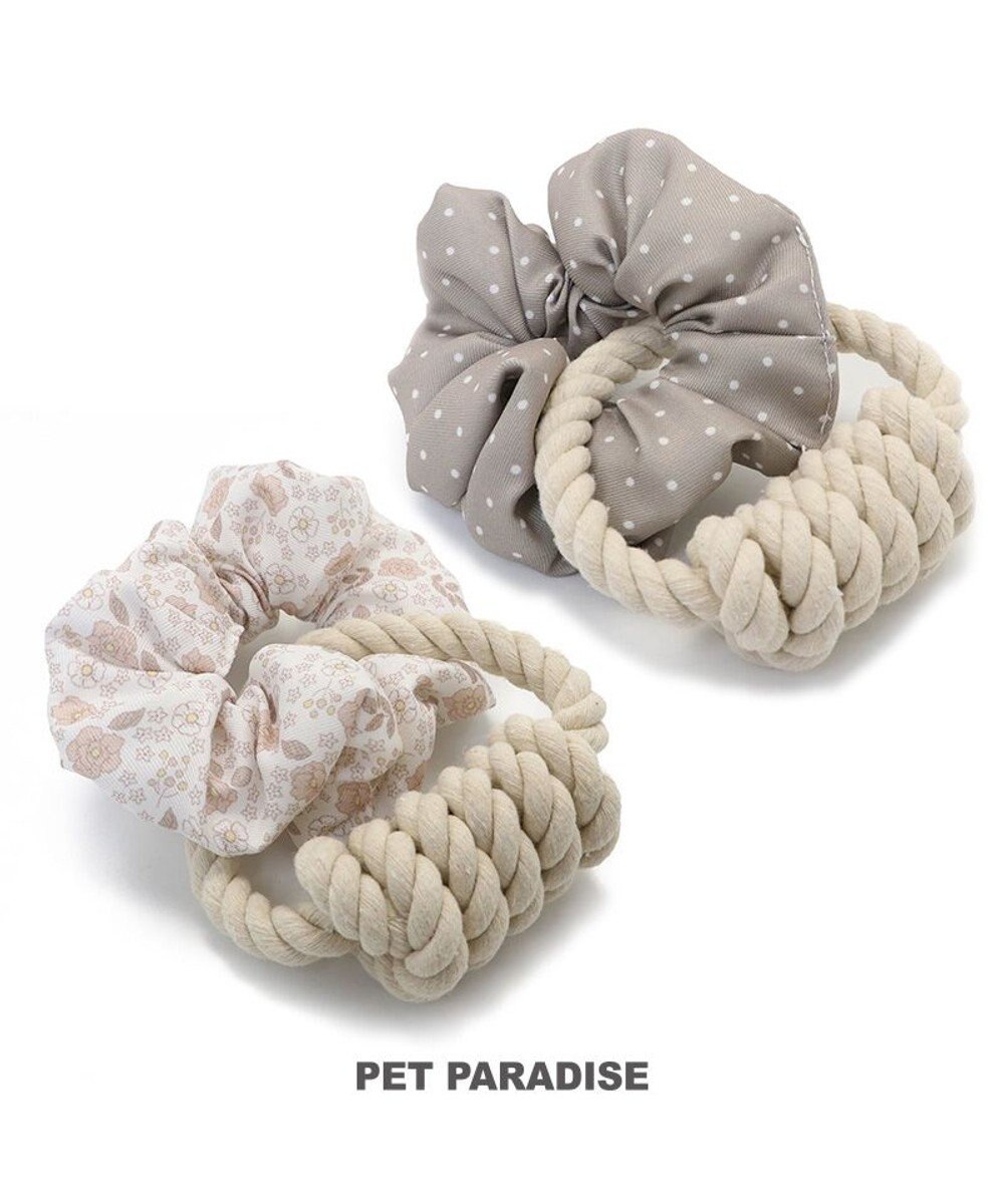 PET PARADISE ペットパラダイス 引っ張り シュシュ トイ  《 花柄 / ドット柄 》 