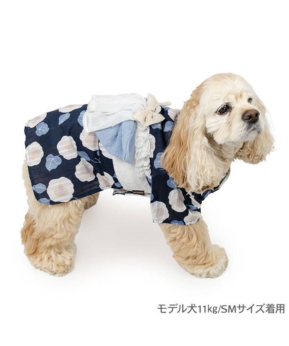 PET PARADISE ペットパラダイス 椿柄 浴衣 紺 中型犬 大型犬 