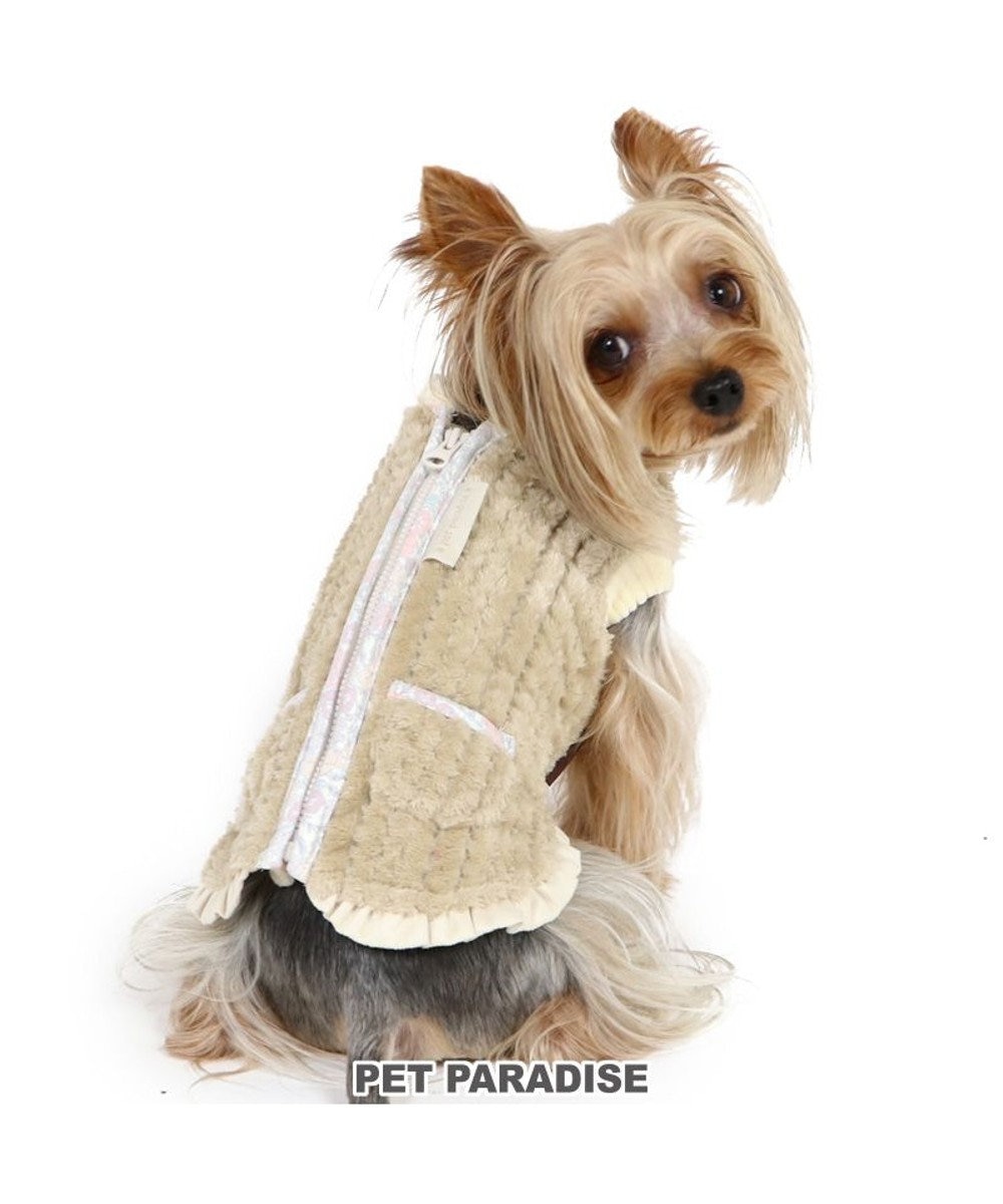 PET PARADISE 犬 服 背中開き ベスト 【小型犬】 ボア ベージュ 