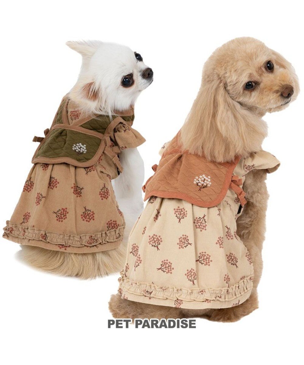 PET PARADISE ペットパラダイス キルトベスト付きワンピース 《ベージュ》 超小型犬 小型犬 