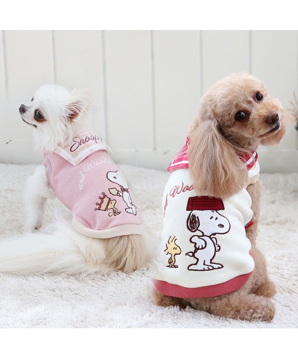 PET PARADISE スヌーピー チェック襟 トレーナー 《ピンク》  小型犬 