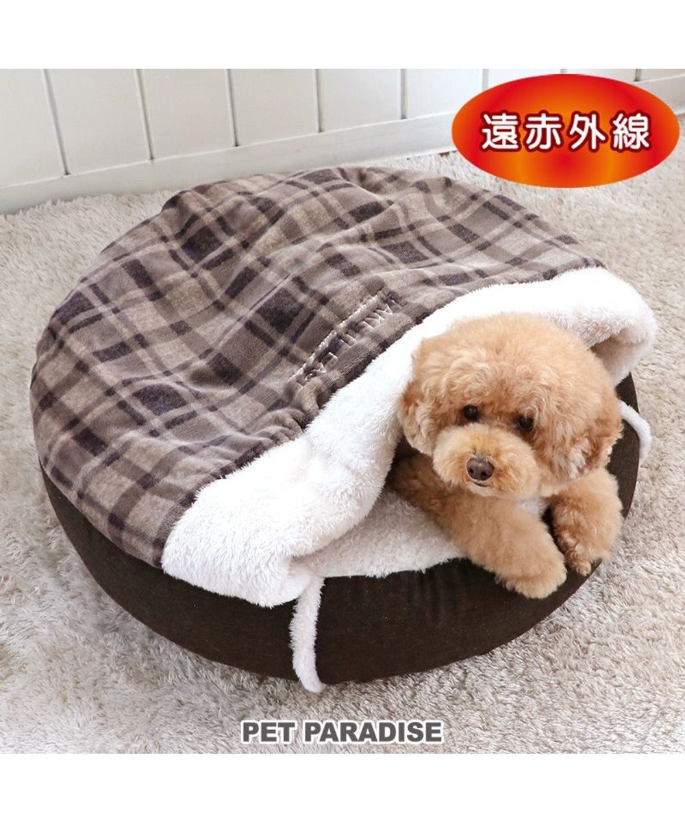 PET PARADISE ペットパラダイス 丸型寝袋 遠赤外線 《チェック柄》 60cm 
