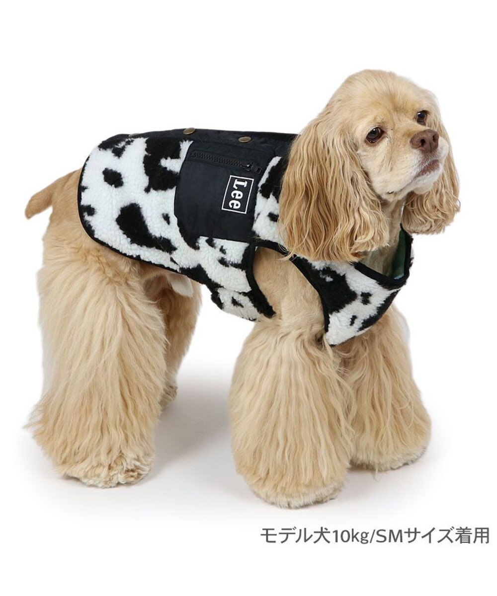 PET PARADISE Lee 牛柄 背中開きボアベスト 《 白黒》 中型犬 大型犬 