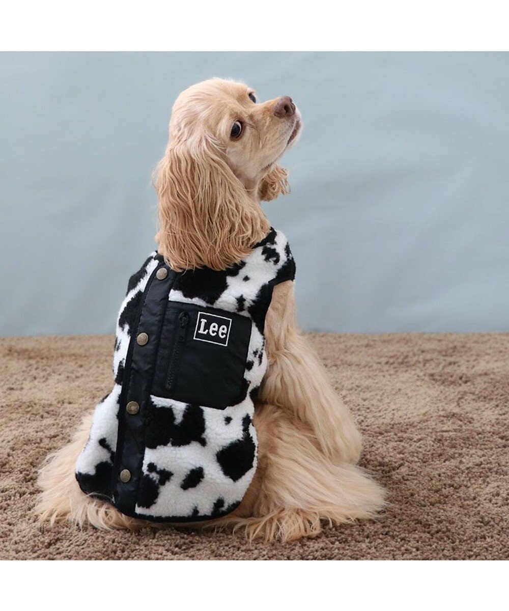 PET PARADISE Lee 牛柄 背中開きボアベスト 《 白黒》 中型犬 大型犬 
