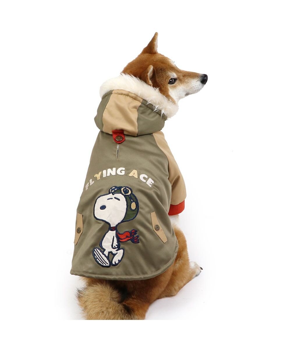 PET PARADISE スヌーピー 遠赤外線 コート 《カーキー》 中型犬 大型犬 