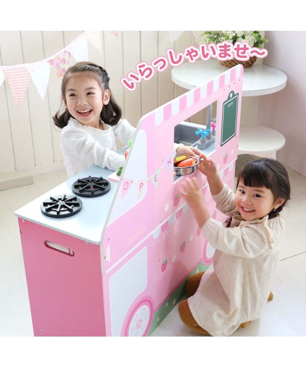 Mother garden マザーガーデン 木製 おままごと キッチン 音が鳴る ストロベリーキッチンカー 