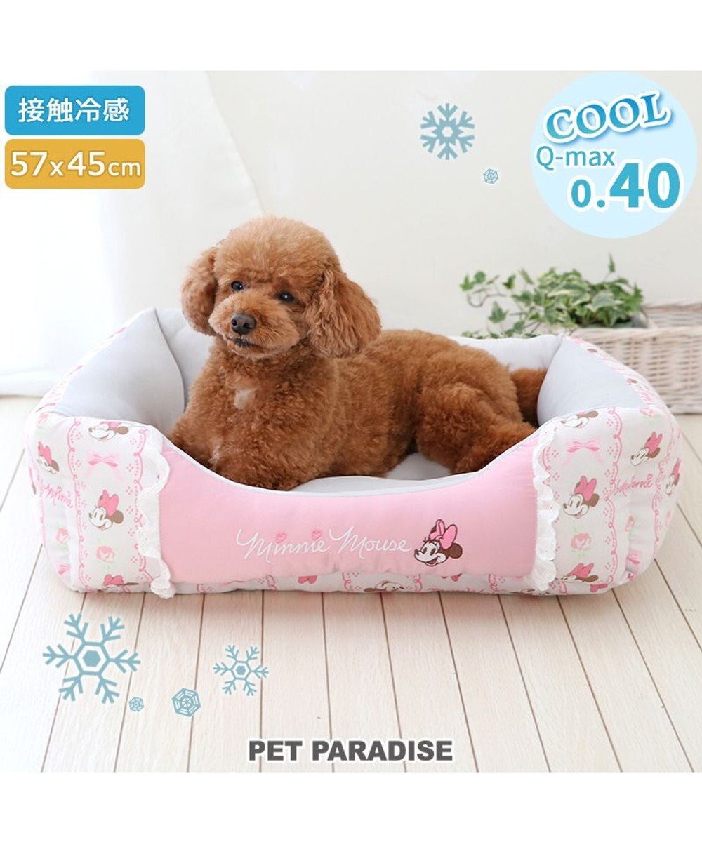 PET PARADISE ディズニー ミニーマウス 四角 クール カドラー 《レース柄》 小型犬 57×45cm M 
