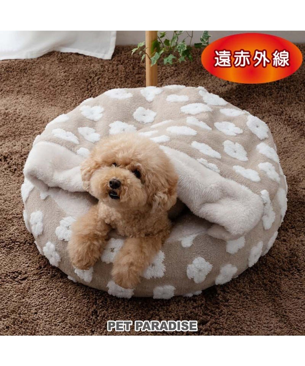 PET PARADISE ペットパラダイス  ボア寝袋 丸型《お花柄》M  径60cm 小型犬 