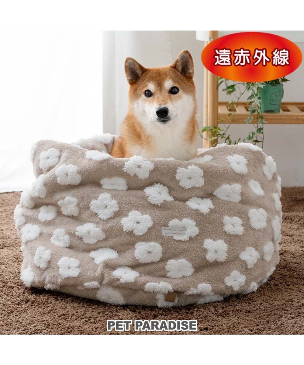 PET PARADISE ペットパラダイス ボア 寝袋 筒型《お花柄》L  中型犬 