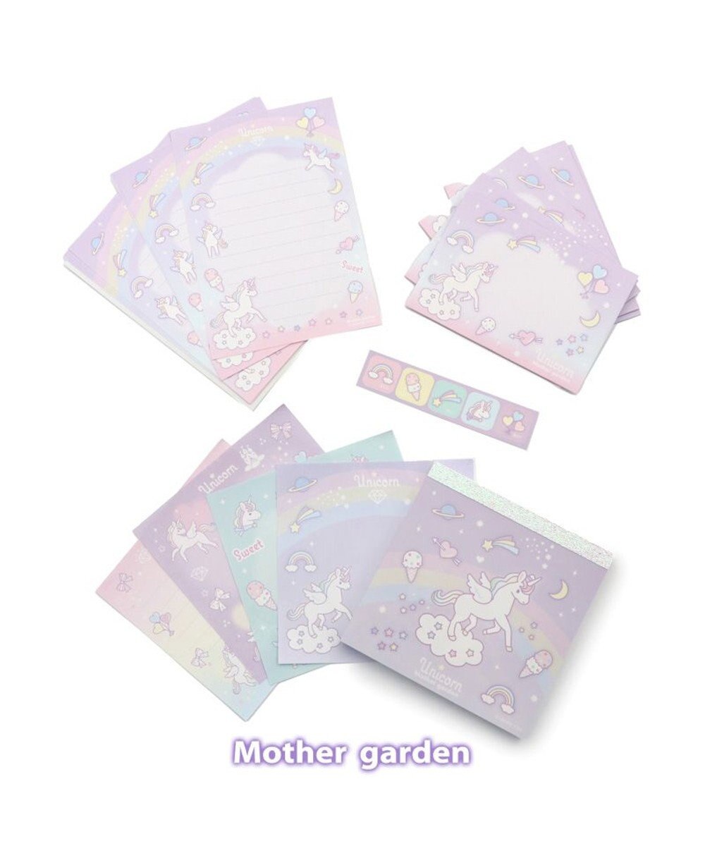 Mother garden マザーガーデン ユニコーン スクエアメモ & ミニレターセット 