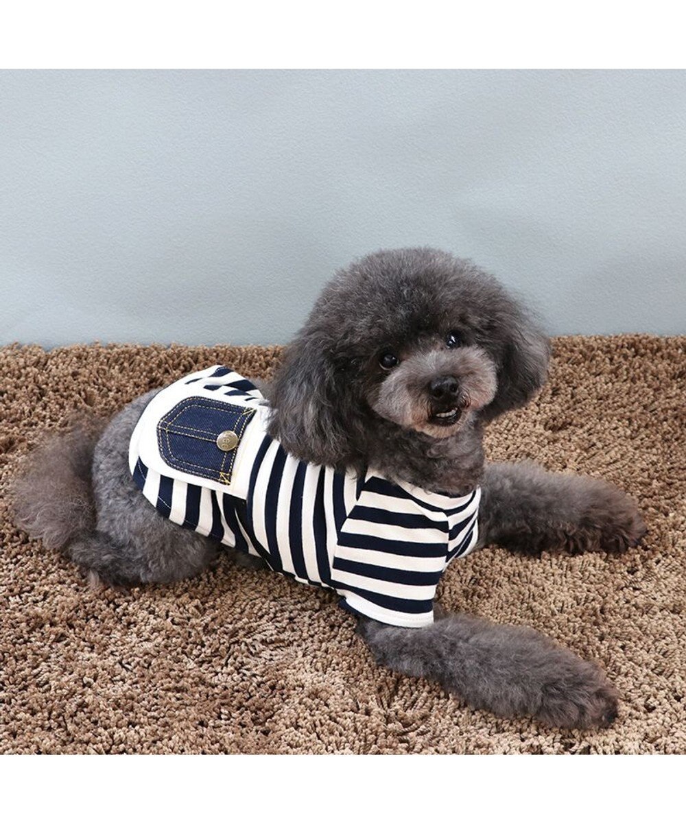 PET PARADISE  Lee ボーダー Tシャツ   デニム ポーチ風 小型犬 