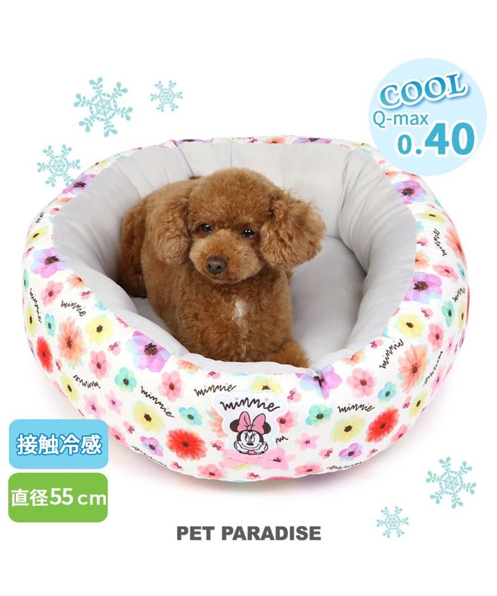 PET PARADISE ディズニー ミニーマウス 花柄 丸型  クール カドラーベッド（55cm） 