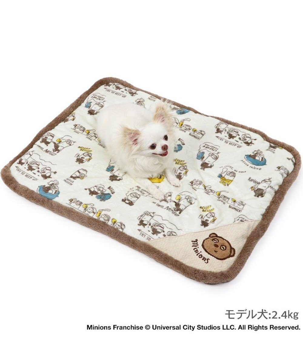 PET PARADISE ミニオン 遠赤外線 ボアマット 角型《コーヒ柄》 