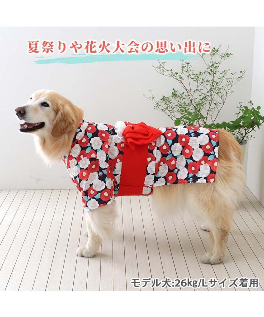 PET PARADISE 犬の服 夏 犬服 浴衣 椿柄 赤 【中型犬】 【大型犬】 