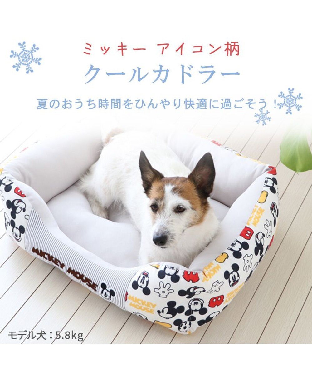 PET PARADISE ディズニー ミッキーマウス アイコン柄 四角  クール カドラーベッド（57×45cm） 