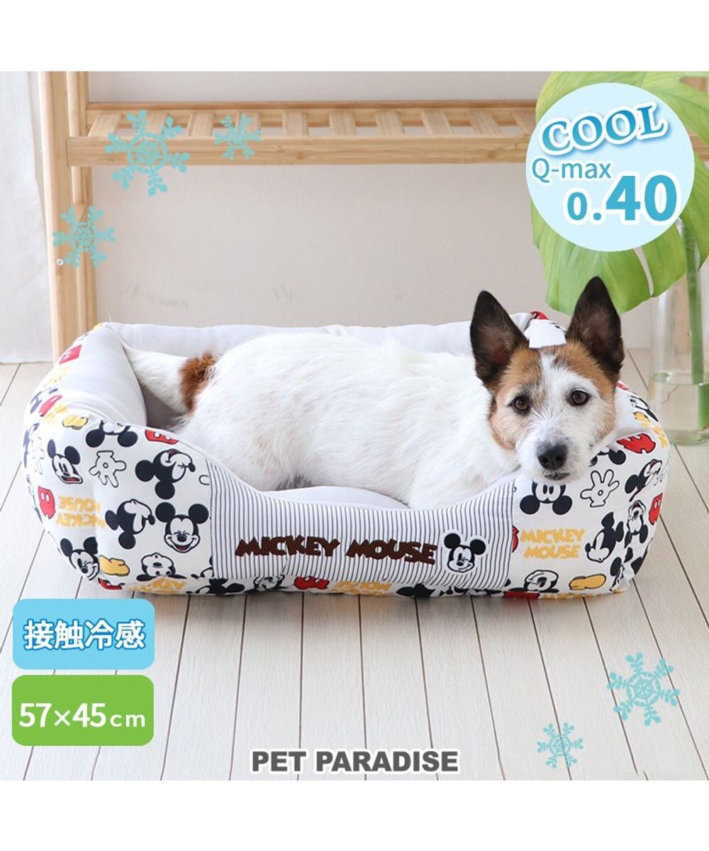 PET PARADISE ディズニー ミッキーマウス アイコン柄 四角  クール カドラーベッド（57×45cm） 