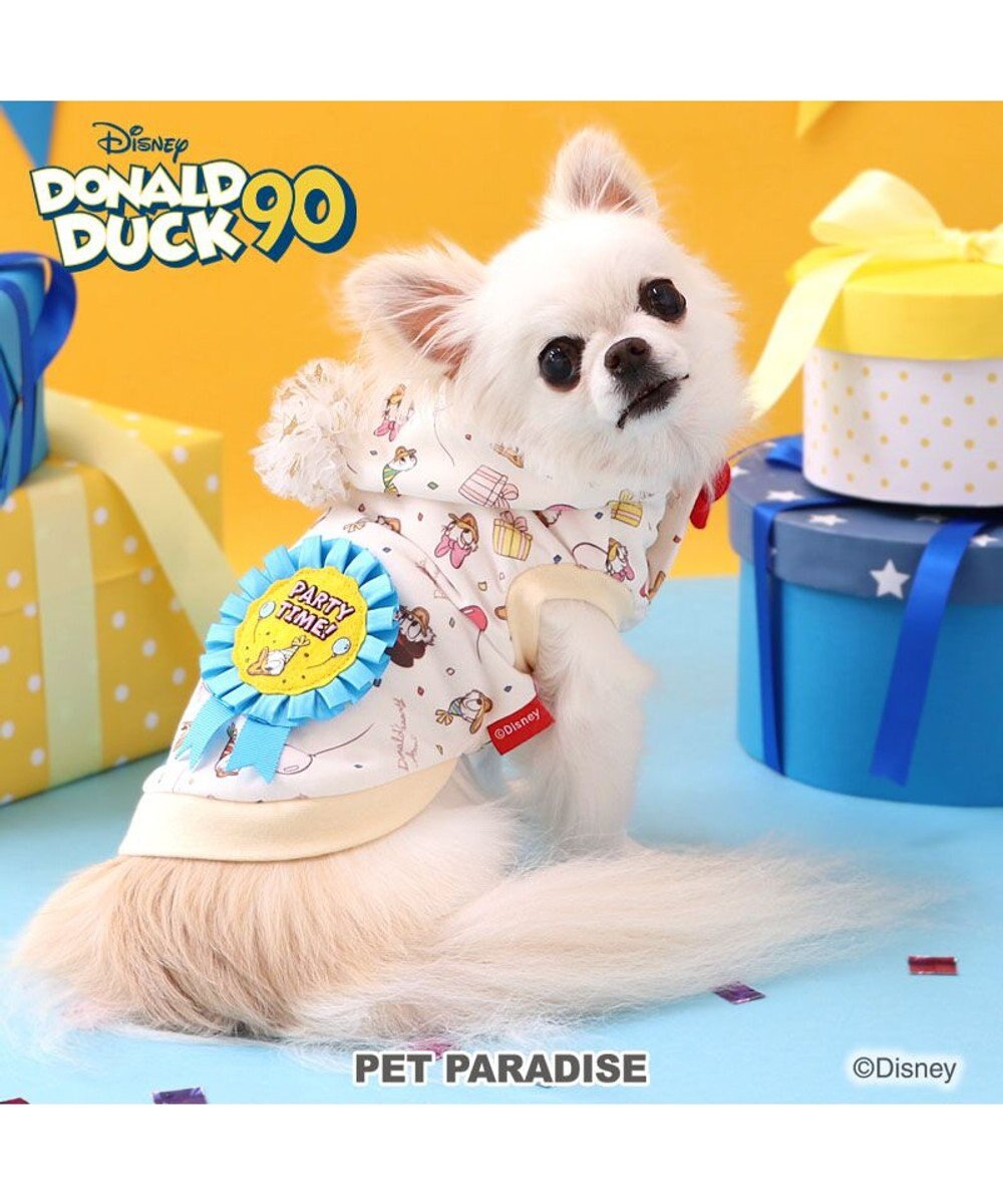 PET PARADISE ディズニー ドナルドダック 90周年 パーカー 《パーティ柄》 小型犬 