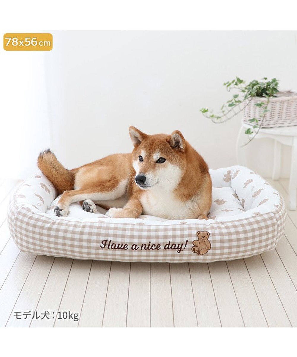 PET PARADISE ペットパラダイス クール 四角カドラー 《くまチェック柄》 大型犬 