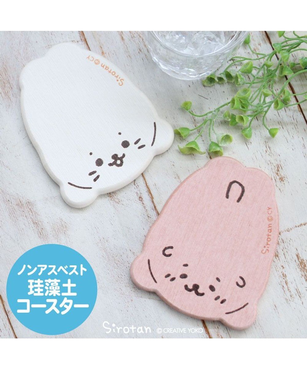 Mother garden しろたん 珪藻土 コースター 《 しろたん柄 / らっこいぬ柄 》 単品 