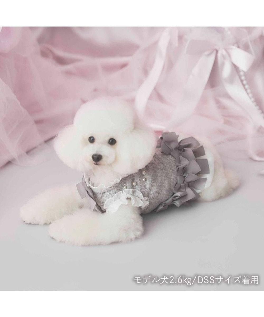 PET PARADISE cherircouture ヘムリボンツイードベスト 《グレー》 小型犬 