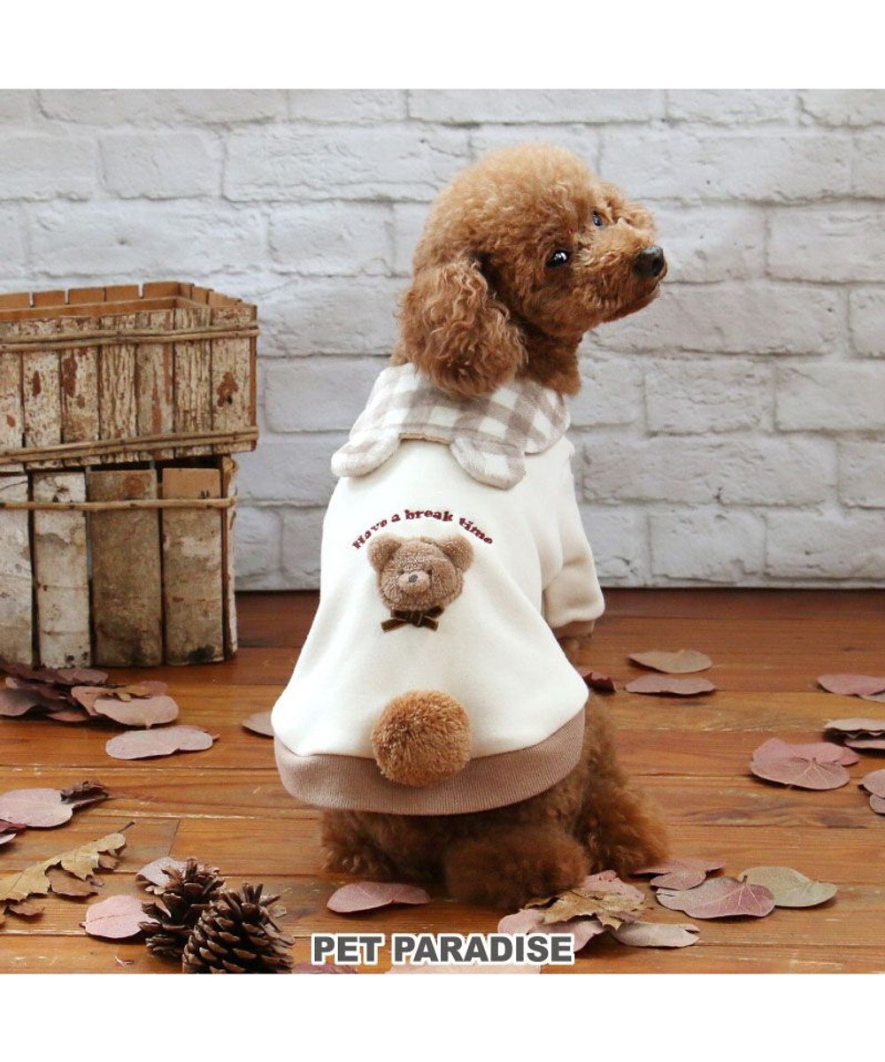 PET PARADISE ペットパラダイス くまちゃん襟トレーナー 襟付き チェック 小型犬 