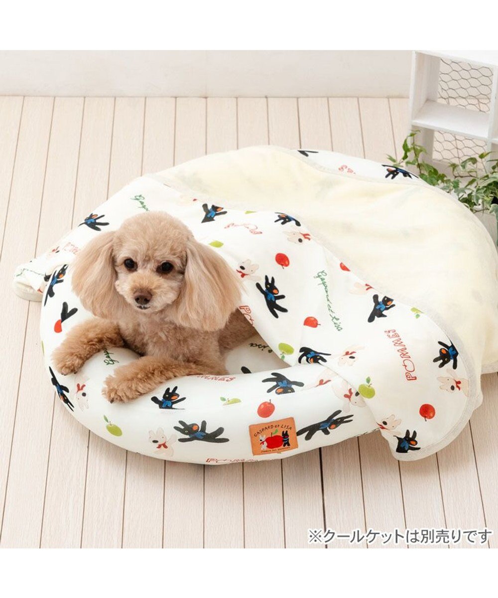 PET PARADISE リサとガスパール 接触冷感 カドラー 《リンゴ柄》 丸型 M 小型犬 