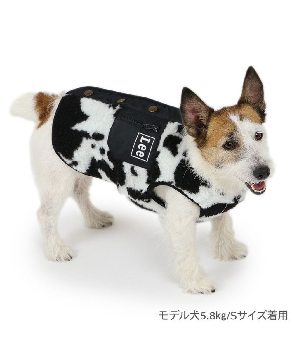 PET PARADISE Lee 牛柄 背中開きボアベスト 《白黒》 小型犬 