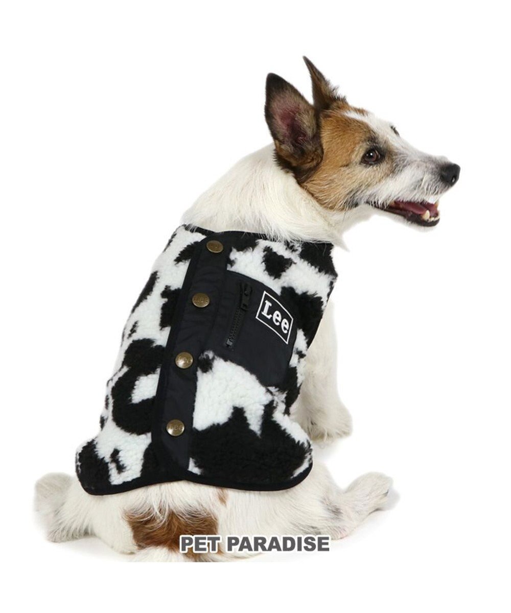 PET PARADISE Lee 牛柄 背中開きボアベスト 《白黒》 小型犬 