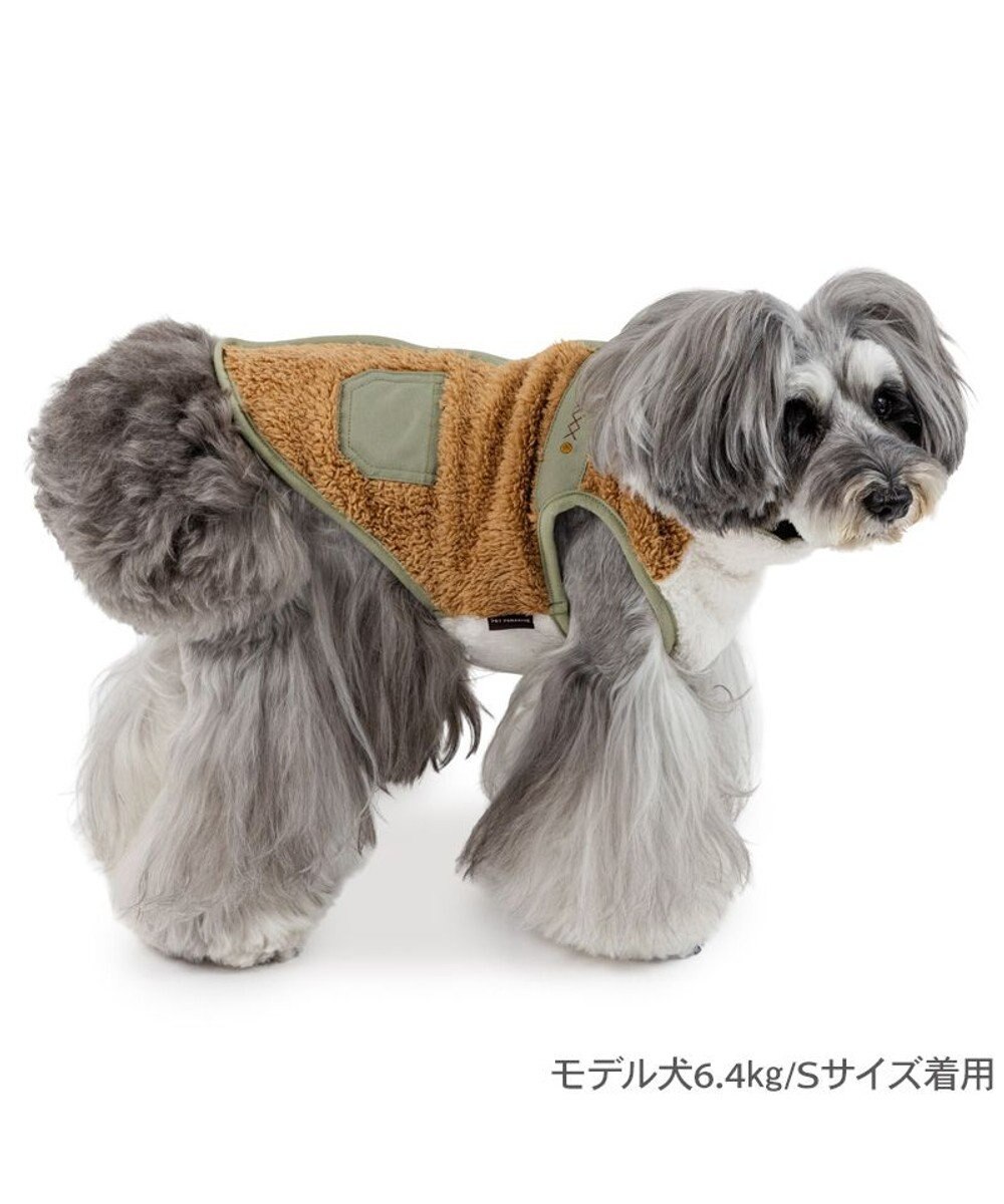 PET PARADISE ペットパラダイス 切替え 背開き ジップアップ ベスト 《ブラウン》 小型犬 