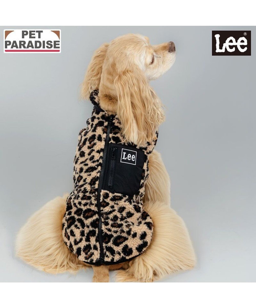 PET PARADISE Lee レオパード柄 ボアベスト 《ブラック》 中型犬 大型犬 