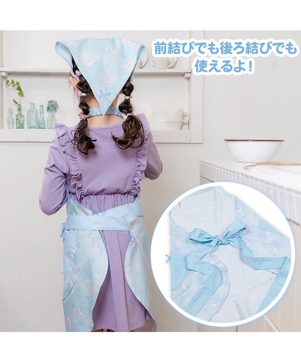 Mother garden マザーガーデン フリルエプロン 三角巾付き 130～150cm 《ふわねこ柄》 