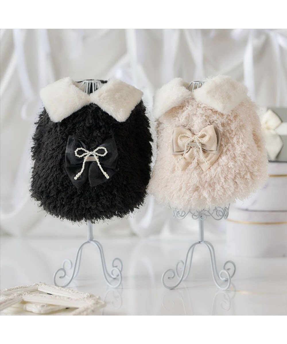PET PARADISE cherircouture ドットリボン ポンチョ 《ブラック》 小型犬 