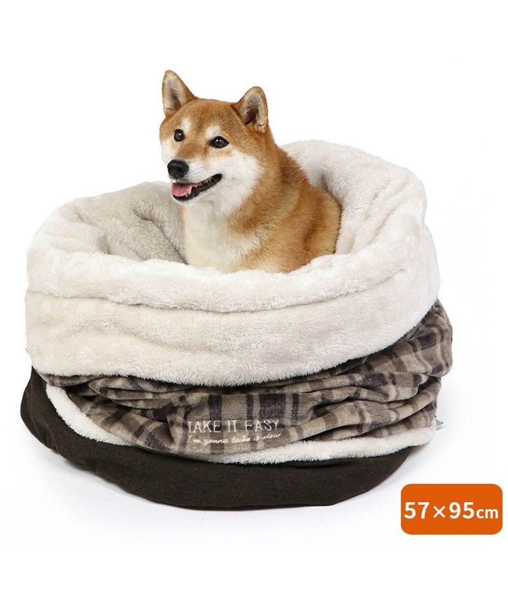 PET PARADISE ペットパラダイス 筒形寝袋 遠赤外線 《チェック柄》 57cm×95cm 