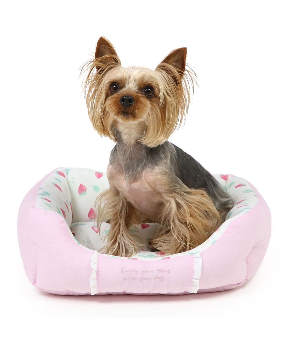 PET PARADISE ペットパラダイス クールカドラー 角型《いちご＆お花柄》 超小型犬 38×32cm S 