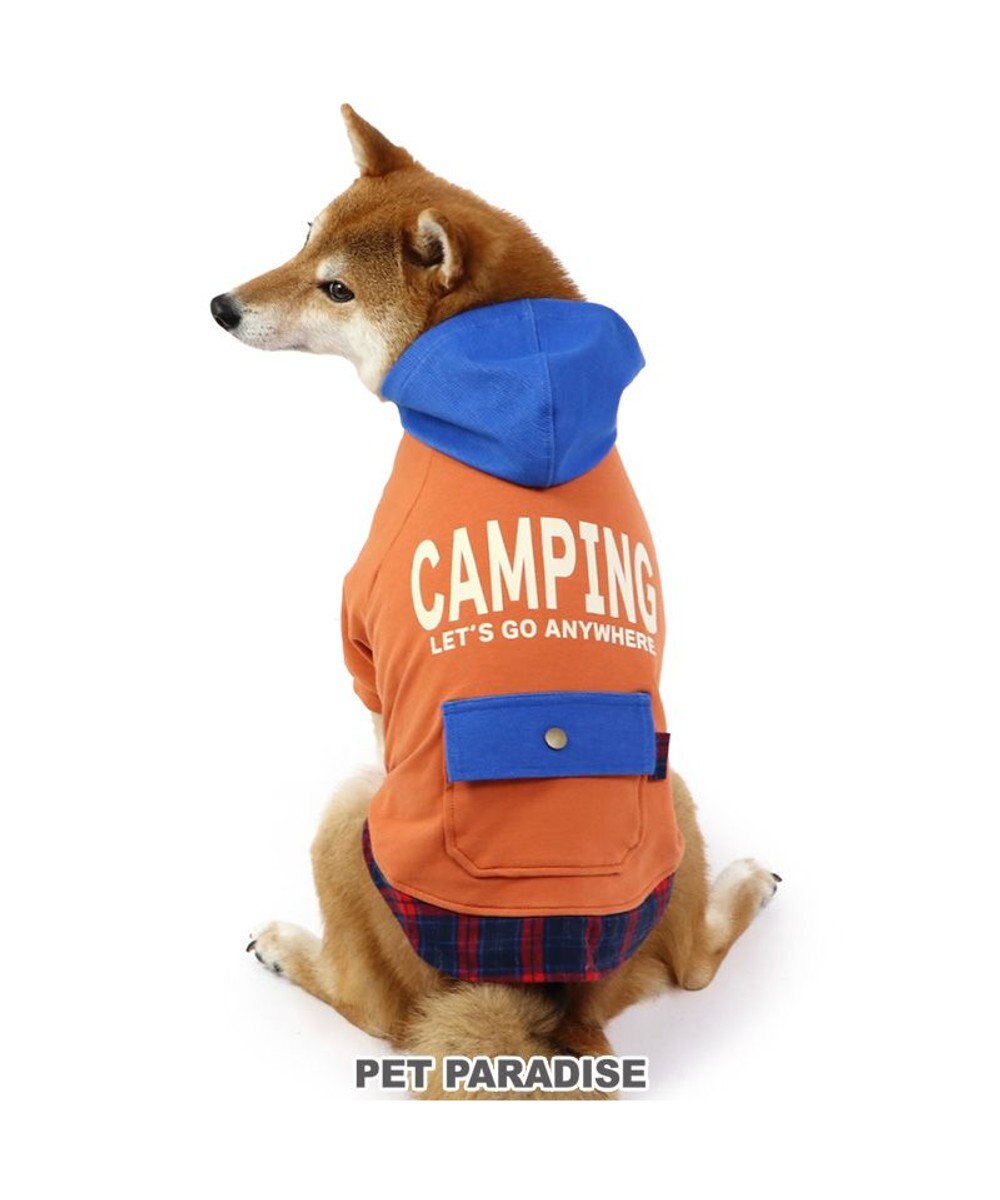 PET PARADISE 四角ポケット付きパーカー《オレンジ》【中型犬】【大型犬】 