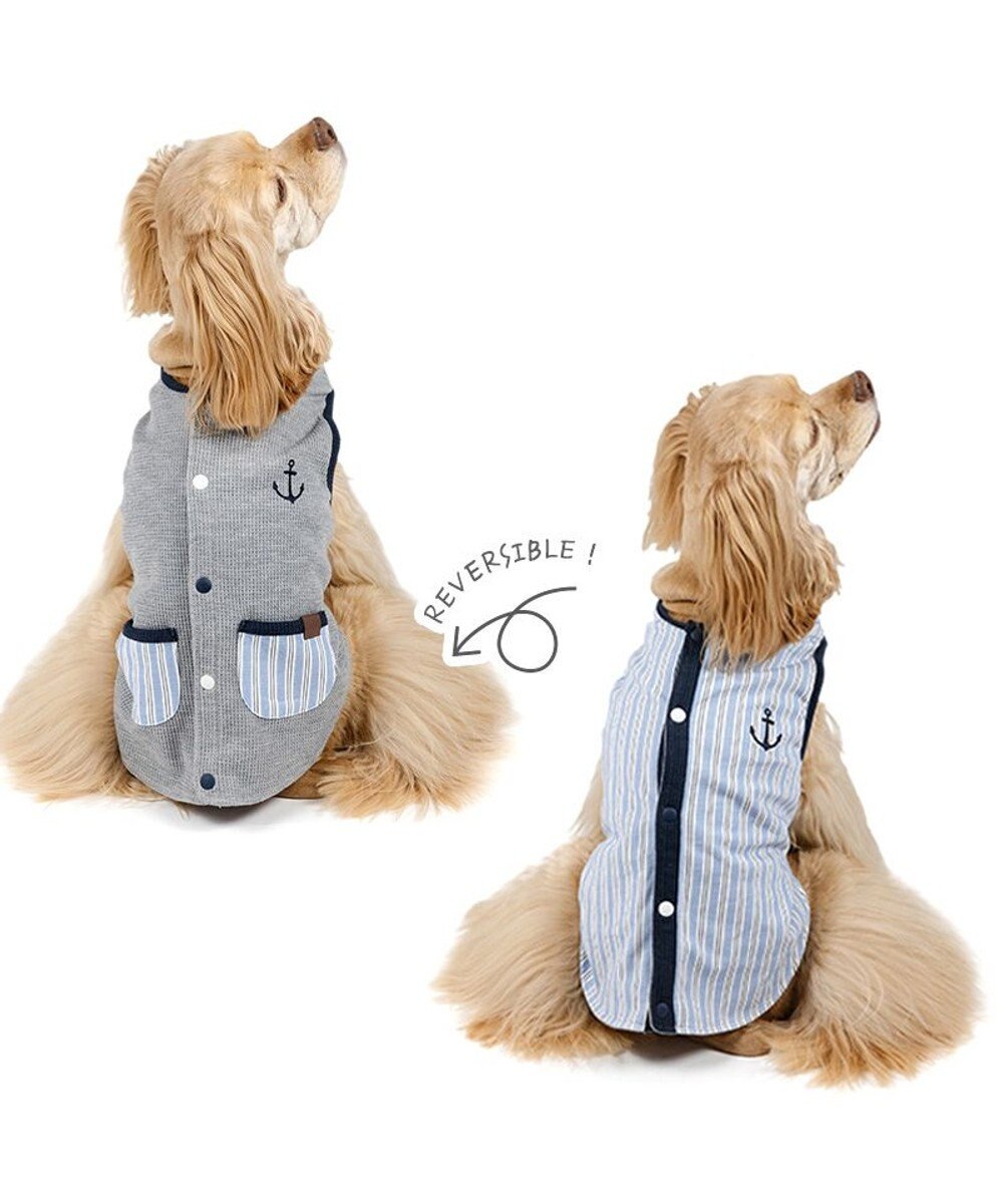 PET PARADISE ペットパラダイス  やさしいベスト 《錨 刺繍》 背中開き 中型犬 大型犬 