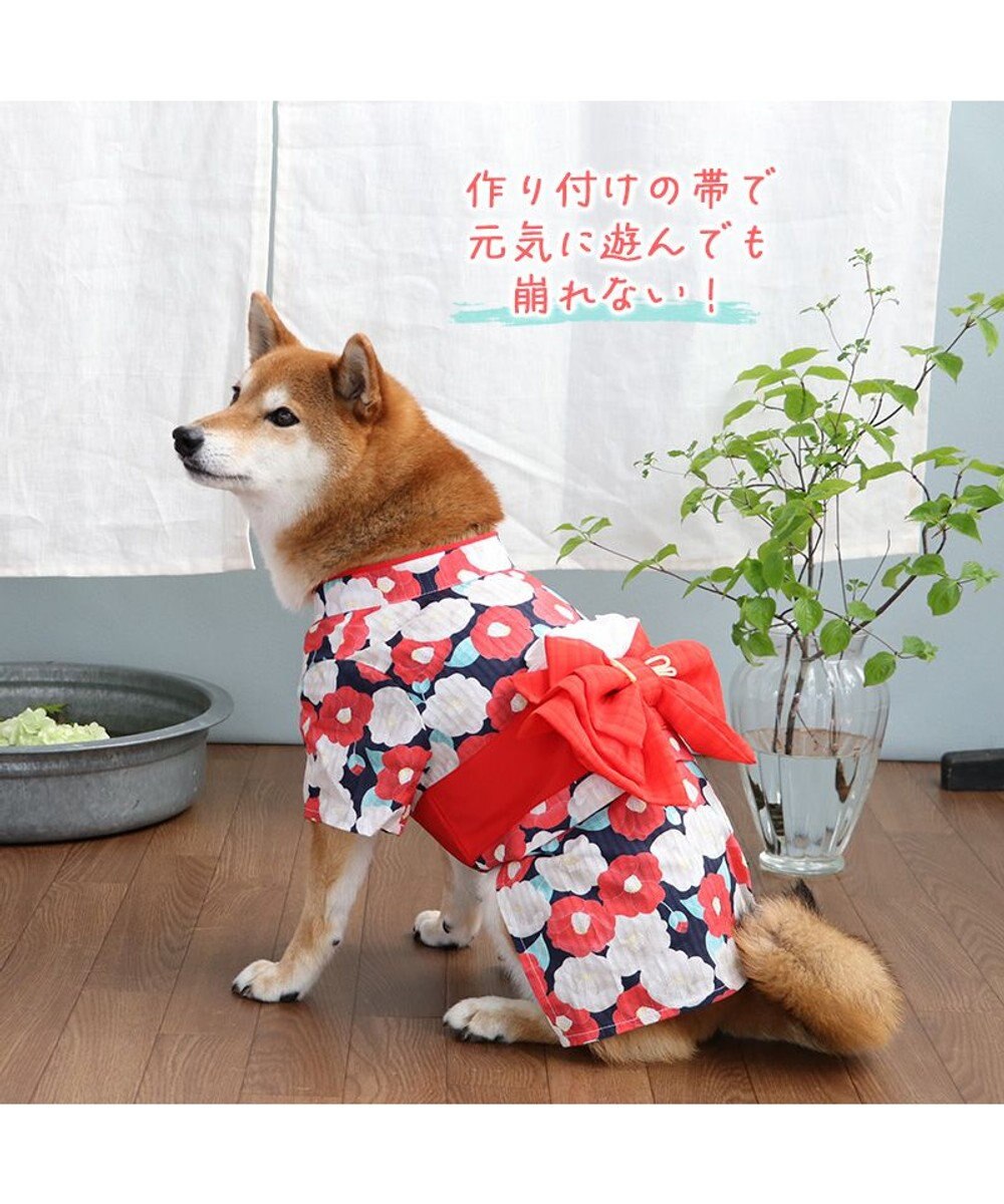 PET PARADISE 犬の服 夏 犬服 浴衣 椿柄 赤 【中型犬】 【大型犬】 