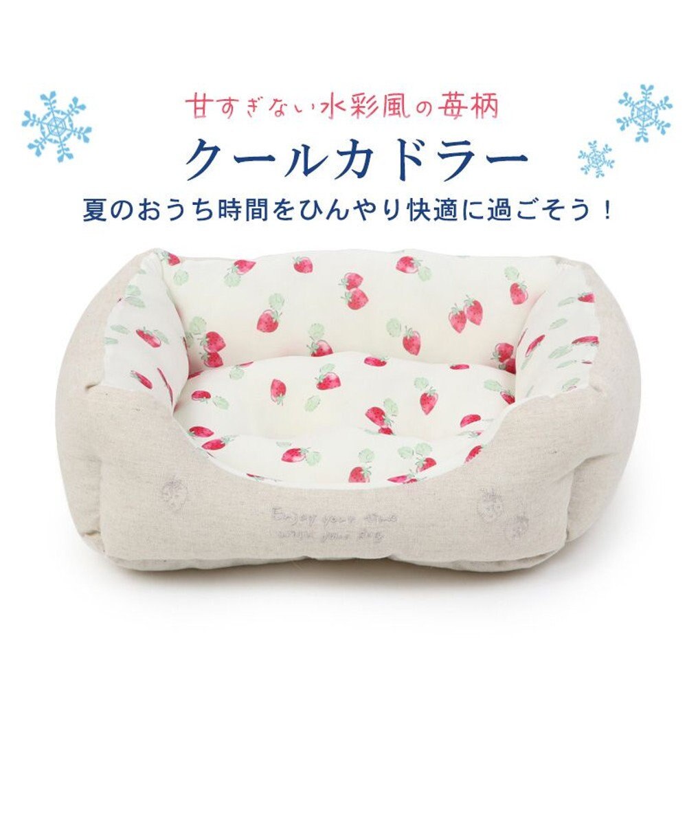 PET PARADISE ペットパラダイス 苺柄 接触冷感 クールカドラーベッド（57×45cm） 