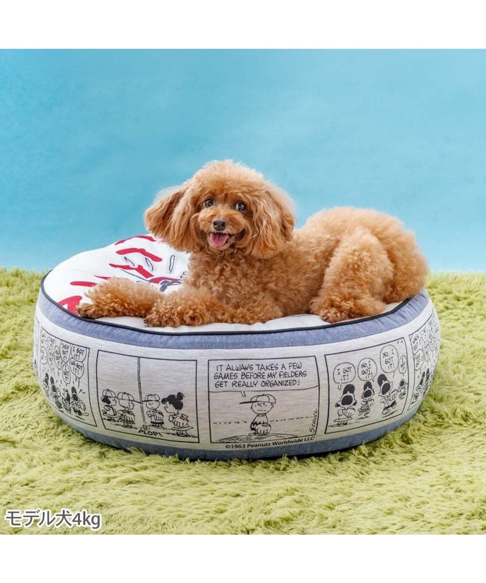PET PARADISE スヌーピー丸型クッション 《野球柄》 Ｍ 