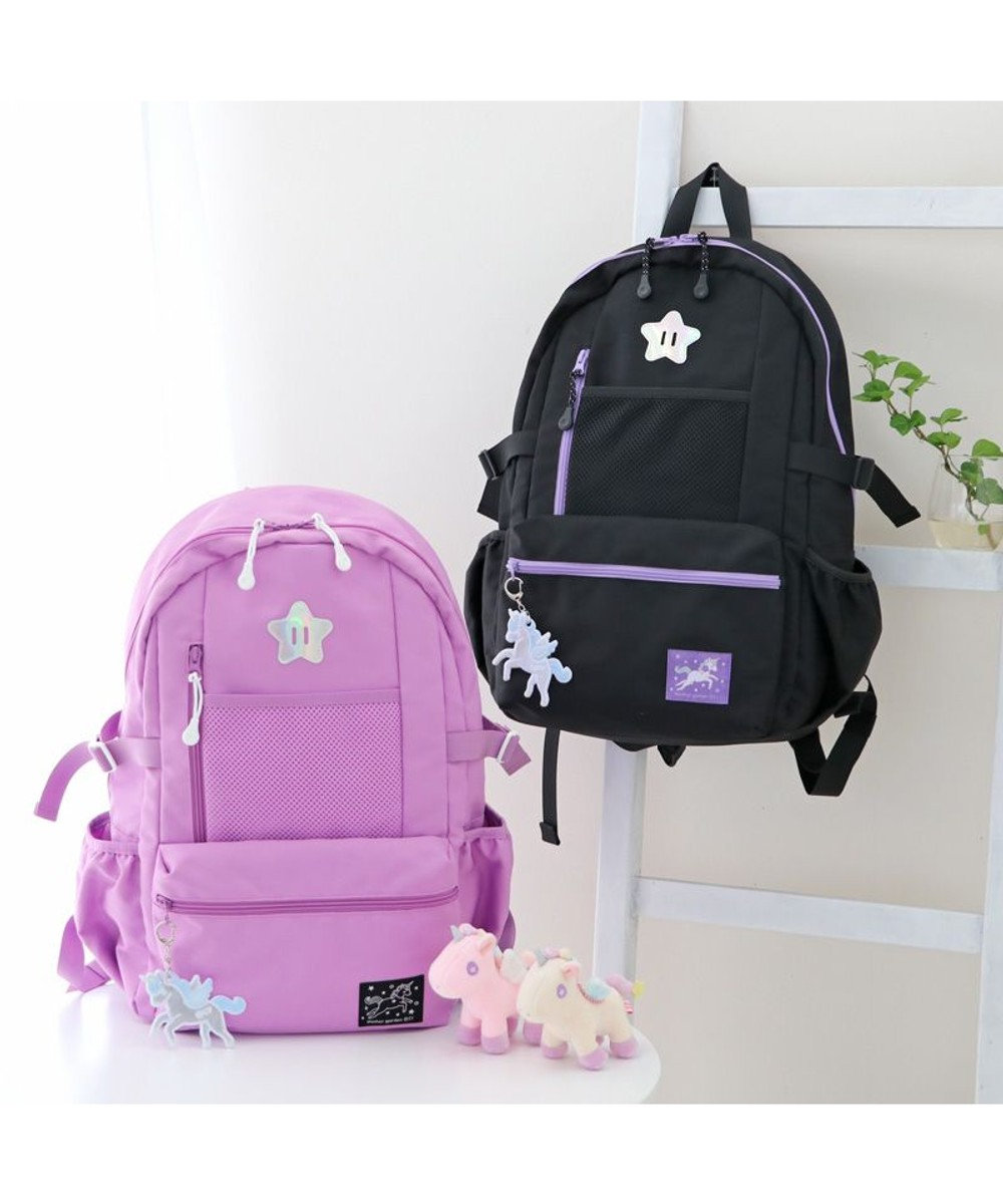 Mother garden マザーガーデン ユニコーン キッズ リュック ブラック リフレクターキーホルダー付き 