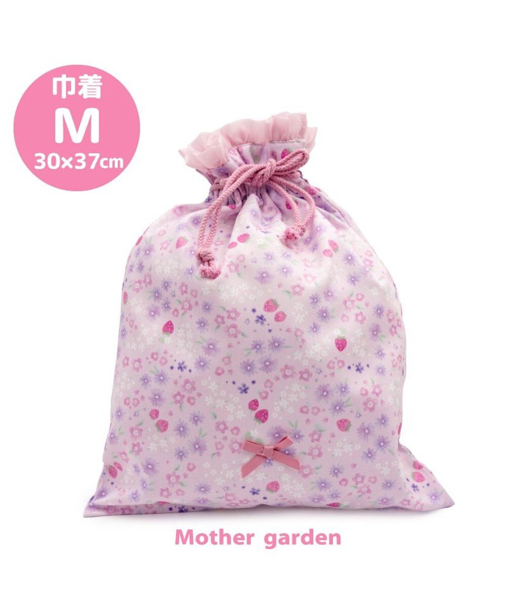Mother garden マザーガーデン  野いちご 巾着 《小花いちご柄》 大 