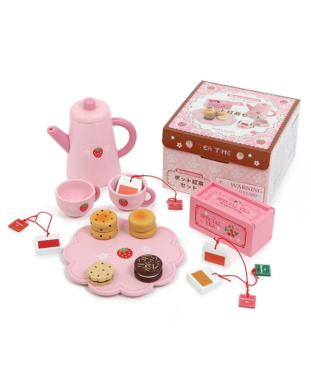Mother garden マザーガーデン 野いちごままごと ポット＆紅茶セット 木のおままごと 