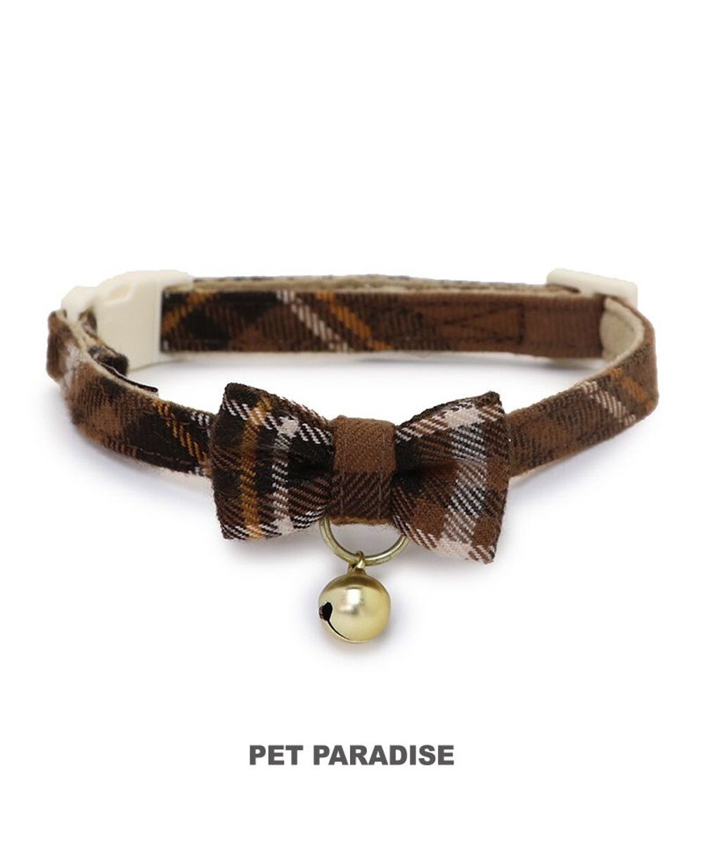 PET PARADISE 猫用 首輪 タータンチェック 【小】 【中】  ブラウンチェック 
