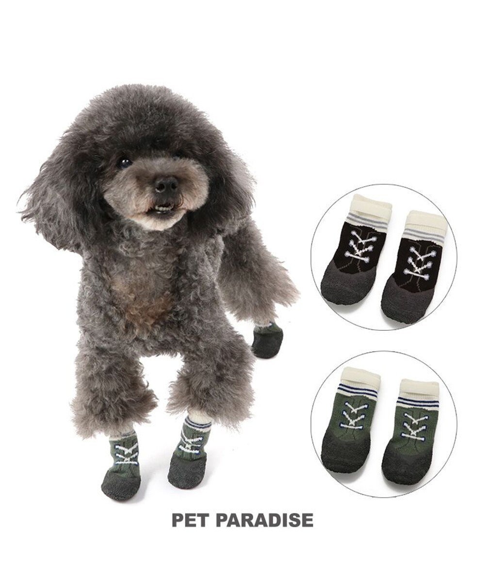PET PARADISE 犬 靴 靴下 フィットシューズ 【ＳＳ】 《グリーン / ブラウン》 