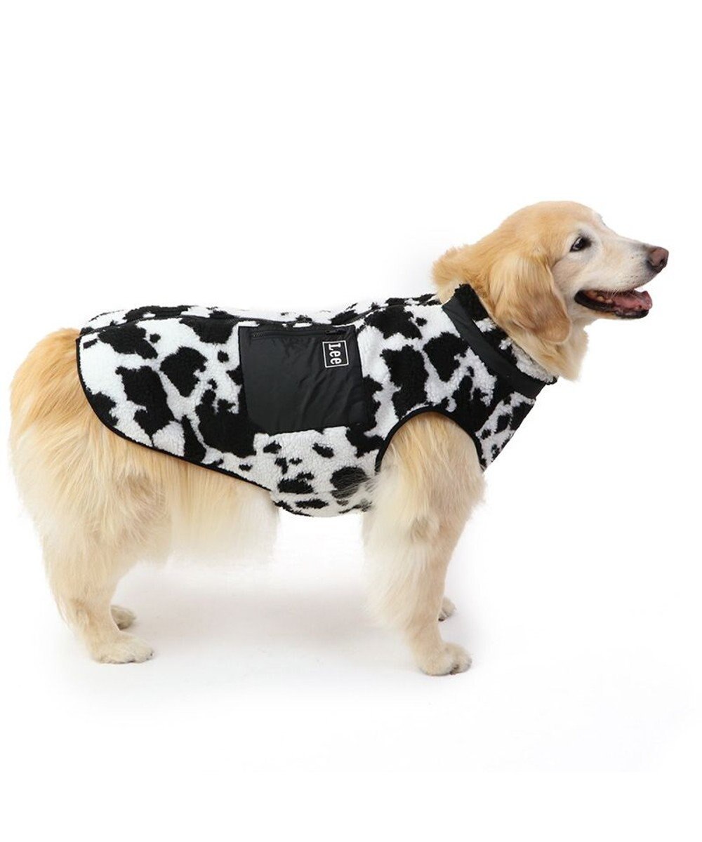 PET PARADISE Lee 背開き ボア ベスト 牛柄  《ブラック》 中型犬 大型犬 