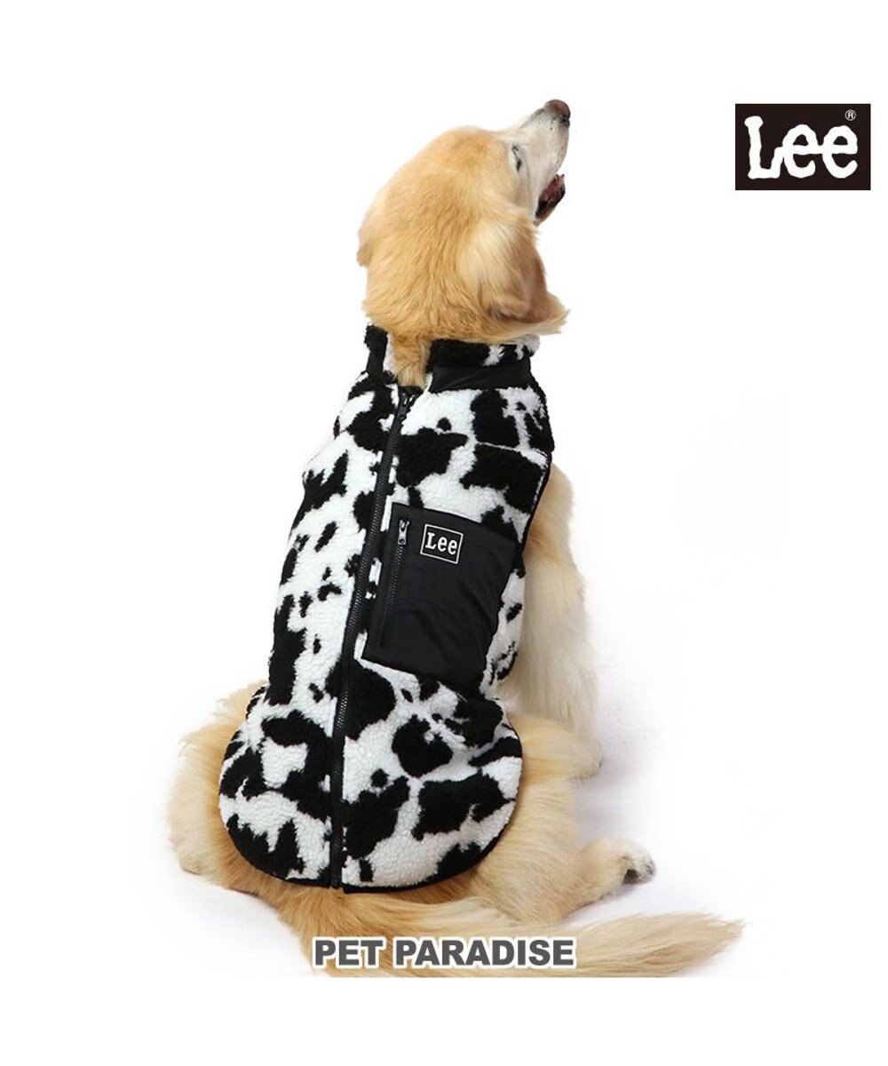 PET PARADISE Lee 背開き ボア ベスト 牛柄  《ブラック》 中型犬 大型犬 